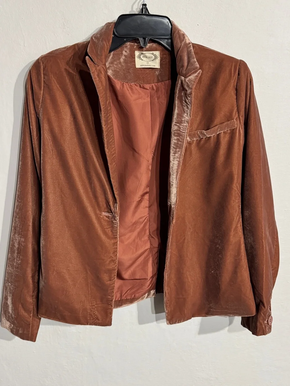 Joyfolie Mia Joy Girls Dusty Rose Velvet Blazer Jacket
